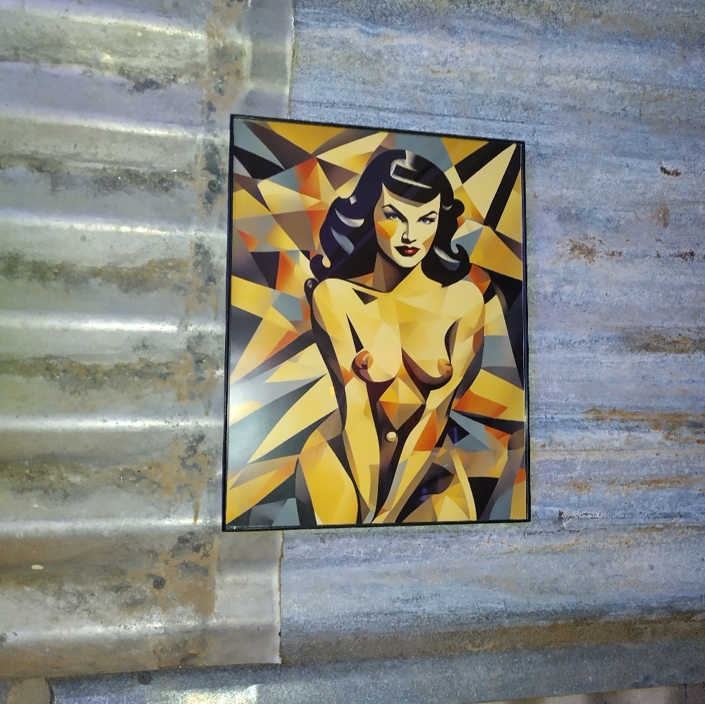 Bettie Page Nude Abstract Rockabilly Pinup Picasso Cubism Framed Art Pri…